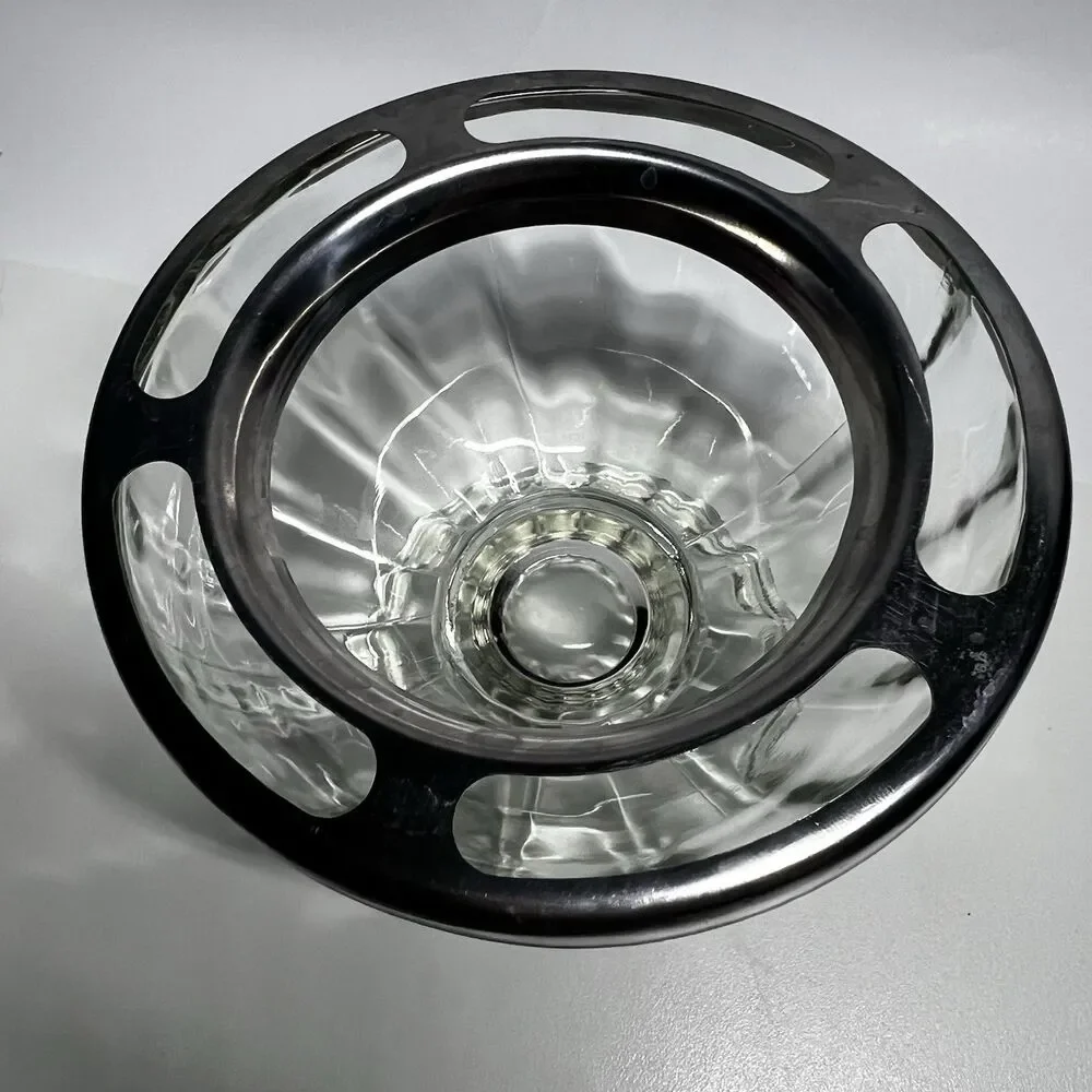 Vintage Bloomfield Stainless Steel 3766 Insert Ring & Glass Shrimp Cocktail Bowl